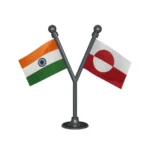 India & Greenland Dual Car Dashboard Flag of 2in x 3in With A Plastic Base