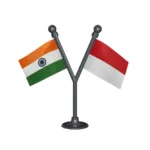 India & Indonesia Dual Car Dashboard Flag of 2in x 3in With A Plastic Base