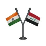 India & Iraq Dual Car Dashboard Flag of 2in x 3in With A Plastic Base
