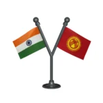 India & Kyrgyzstan Dual Car Dashboard Flag of 2in x 3in With A Plastic Base