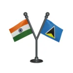 India & Saint Lucia Dual Car Dashboard Flag of 2in x 3in With A Plastic Base