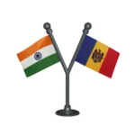 India & Moldova Dual Car Dashboard Flag of 2in x 3in With A Plastic Base