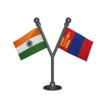 India & Mongolia Dual Car Dashboard Flag of 2in x 3in With A Plastic Base