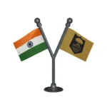 India & Bihar Police Car Dashboard Flag of 2in x 3in With A Plastic Base