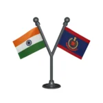 India & Delhi Police Car Dashboard Flag of 2in x 3in With A Plastic Base