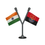 India & Tripura Police Car Dashboard Flag of 2in x 3in With A Plastic Base