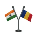 India & Romania Dual Car Dashboard Flag of 2in x 3in With A Plastic Base
