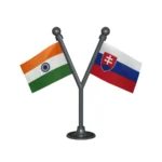 India & Slovakia Dual Car Dashboard Flag of 2in x 3in With A Plastic Base