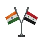 India & Syria Dual Car Dashboard Flag of 2in x 3in With A Plastic Base