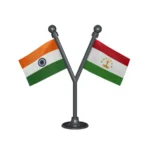 India & Tajikistan Dual Car Dashboard Flag of 2in x 3in With A Plastic Base