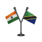 India & Tanzania Dual Car Dashboard Flag of 2in x 3in With A Plastic Base