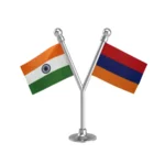 India & Armenia Dual Car Dashboard Flag of 2in x 3in With A Plastic Base