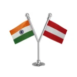 India & Austria Dual Car Dashboard Flag of 2in x 3in With A Plastic Base