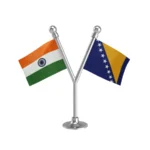 India & Bosnia & Herzegovina Dual Car Dashboard Flag of 2in x 3in With A Plastic Base