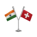 India & Switzerland Dual Car Dashboard Flag of 2in x 3in With A Plastic Base