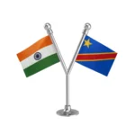 India & Congo (Kinshasa) Dual Car Dashboard Flag of 2in x 3in With A Plastic Base