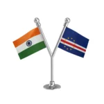 India & Cape Verde Dual Car Dashboard Flag of 2in x 3in With A Plastic Base
