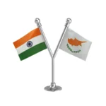 India & Cyprus Dual Car Dashboard Flag of 2in x 3in With A Plastic Base