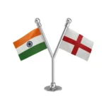 India & England Dual Car Dashboard Flag of 2in x 3in With A Plastic Base
