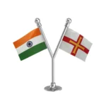 India & Guernsey Dual Car Dashboard Flag of 2in x 3in With A Plastic Base