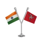 India & Isle of Man Dual Car Dashboard Flag of 2in x 3in With A Plastic Base
