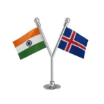 India & Iceland Dual Car Dashboard Flag of 2in x 3in With A Plastic Base