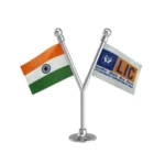 India & LIC Dual Car Dashboard Flag of 2in x 3in With A Plastic Base