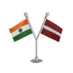 India & Latvia Dual Car Dashboard Flag of 2in x 3in With A Plastic Base