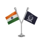India & Central Industrial Security Force (CISF) Police Car Dashboard Flag of 2in x 3in With A Plastic Base