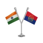 India & Jammu and Kashmir Police Car Dashboard Flag of 2in x 3in With A Plastic Base
