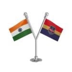 India & Telangana Police Car Dashboard Flag of 2in x 3in With A Plastic Base