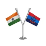 India & Uttarakhand Police Car Dashboard Flag of 2in x 3in With A Plastic Base