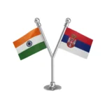 India & Serbia Dual Car Dashboard Flag of 2in x 3in With A Plastic Base