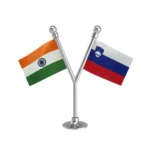India & Slovenia Dual Car Dashboard Flag of 2in x 3in With A Plastic Base