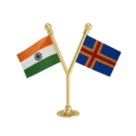 India &  Aland Islands Dual Car Dashboard Flag of 2in x 3in With A Plastic Base