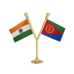 India & Eritrea Dual Car Dashboard Flag of 2in x 3in With A Plastic Base