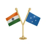India &  Micronesia Dual Car Dashboard Flag of 2in x 3in With A Plastic Base