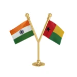 India &  Guinea-Bissau Dual Car Dashboard Flag of 2in x 3in With A Plastic Base