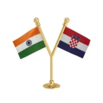 India &  Croatia Dual Car Dashboard Flag of 2in x 3in With A Plastic Base