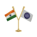 India & Indian Railways Blue Dual Car Dashboard Flag of 2in x 3in With A Plastic Base