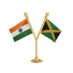 India & Jamaica Dual Car Dashboard Flag of 2in x 3in With A Plastic Base