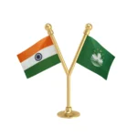 India &  Macao Dual Car Dashboard Flag of 2in x 3in With A Plastic Base