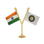 India & NDMA Dual Car Dashboard Flag of 2in x 3in With A Plastic Base