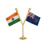 India & Pitcairn Dual Car Dashboard Flag of 2in x 3in With A Plastic Base