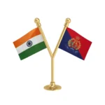 India & Uttar Pradesh Police Car Dashboard Flag of 2in x 3in With A Plastic Base