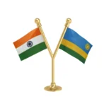 India & Rwanda Dual Car Dashboard Flag of 2in x 3in With A Plastic Base