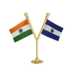 India & El Salvador Dual Car Dashboard Flag of 2in x 3in With A Plastic Base