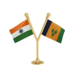 India & Saint Vincent & Grenadines Dual Car Dashboard Flag of 2in x 3in With A Plastic Base