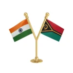 India & Vanuatu Dual Car Dashboard Flag of 2in x 3in With A Plastic Base