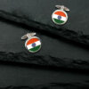 Indian Flag Round Chrome Plated Brass Cufflinks